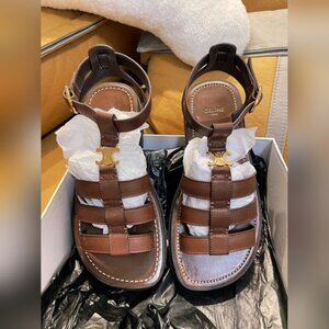 Celine Triomphe Gladiator Chunky Brown Sandals